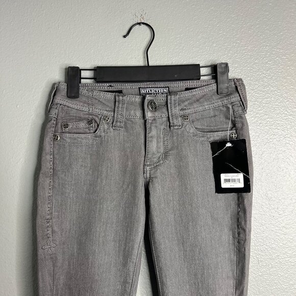 NWT Afflliction Women's‎ Raquel Fleur Gray Skinny Jeans Low Rise Size 24 - Picture 6 of 9
